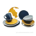 Cerâmica de fábrica 24 peças coloridos conjunto de utensílios de mesa vitrificados